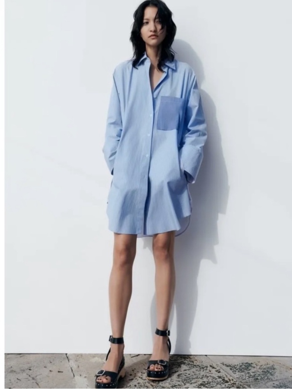 Zara Multiway Patchwork Color Block Shirt Dress